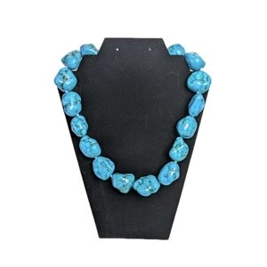 Estate Chunky Turquoise Necklace 11"